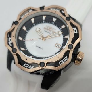 インビクタ(INVICTA)のInvicta 50mm リップソー オート ローズゴールド × ホワイトラバー(腕時計(アナログ))