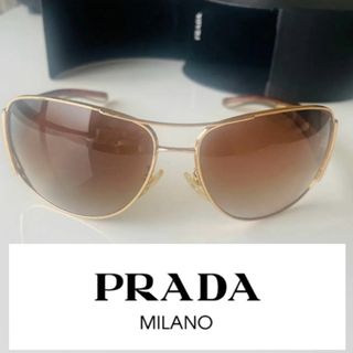 プラダ(PRADA)の2点　PRADA ①サングラス ブラウン ゴールド　②収納ケース(サングラス/メガネ)