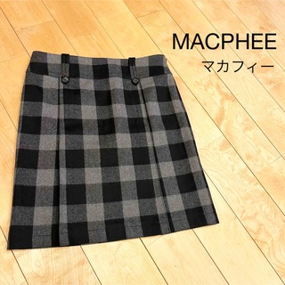 【美品】MACPHEE マカフィー レディース チェック柄 膝丈 スカート