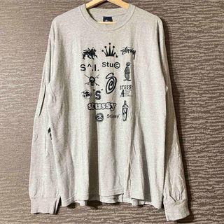 ステューシー(STUSSY)のstussy USA製90s 00s スカル スプレー カーリーSロゴ T L(Tシャツ/カットソー(七分/長袖))