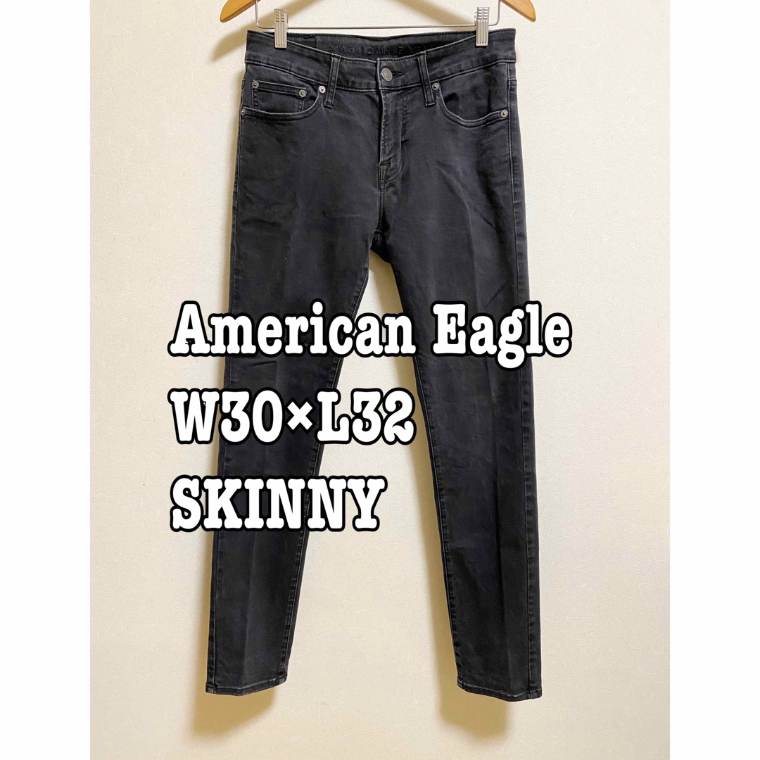 American Eagle(アメリカンイーグル)のアメリカンイーグル／スキニーデニム／W30×L32／ストレッチあり／ブラック メンズのパンツ(デニム/ジーンズ)の商品写真