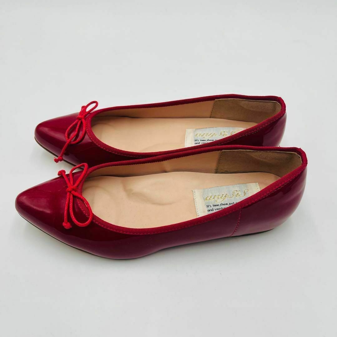 極美品 anySiS バレエシューズ エナメル 赤 リボン レッド 23cm レディースの靴/シューズ(ハイヒール/パンプス)の商品写真
