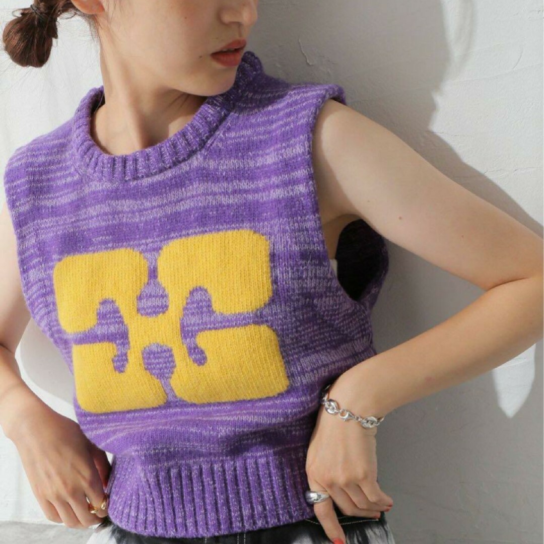 銀座通販 GANNI / ガニー Graphic Cropped Vest ニットベスト - www