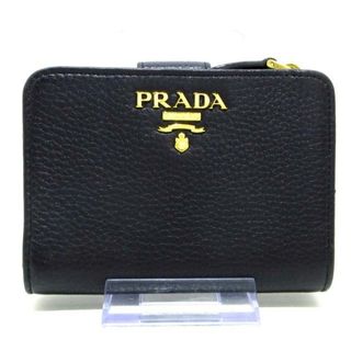 プラダ(PRADA)のPRADA(プラダ) 2つ折り財布美品  - 黒 レザー(財布)