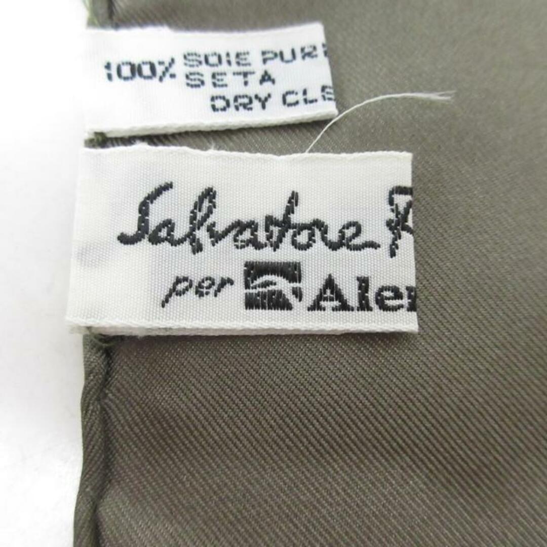Salvatore Ferragamo(サルヴァトーレフェラガモ)のSalvatoreFerragamo(サルバトーレフェラガモ) スカーフ美品  - イエロー×カーキ×マルチ 鳥 レディースのファッション小物(バンダナ/スカーフ)の商品写真