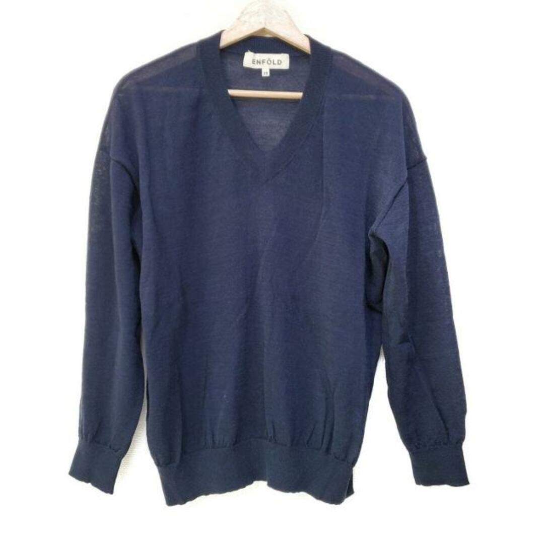 ENFOLD(エンフォルド) 長袖セーター サイズ38 M レディース美品 - ネイビー Vネック