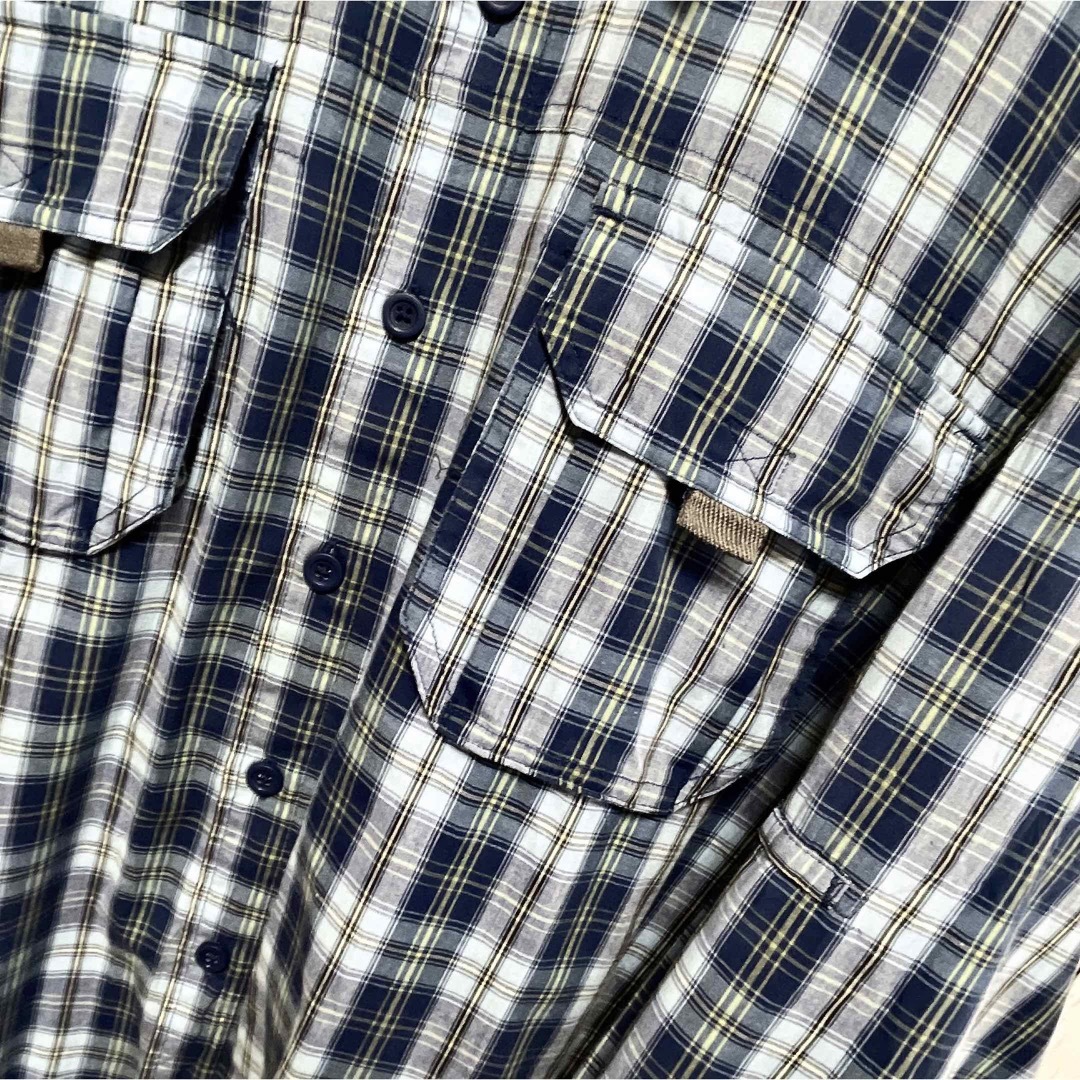 shirts(シャツ)のUSA古着　アウトドアシャツ　XL　ブルー　青　チェック柄　長袖　ダブルポケット メンズのトップス(シャツ)の商品写真