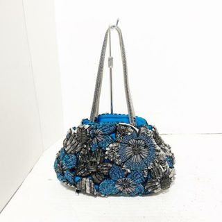 ジャマンピュエッシュ(JAMIN PUECH)のJAMIN PUECH(ジャマンピエッシェ) トートバッグ - ブルー×グレー×黒 ビーズ/刺繍/フラワー(花) スパンコール×レザー×化学繊維(トートバッグ)