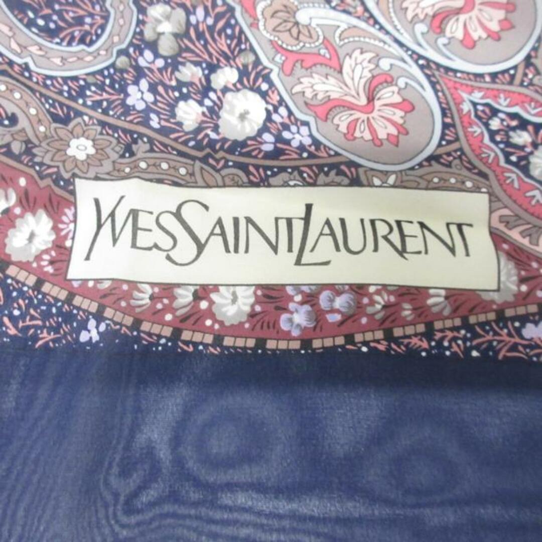 Saint Laurent(サンローラン)のYvesSaintLaurent(イヴサンローラン) スカーフ美品  - ネイビー×ボルドー×マルチ レディースのファッション小物(バンダナ/スカーフ)の商品写真