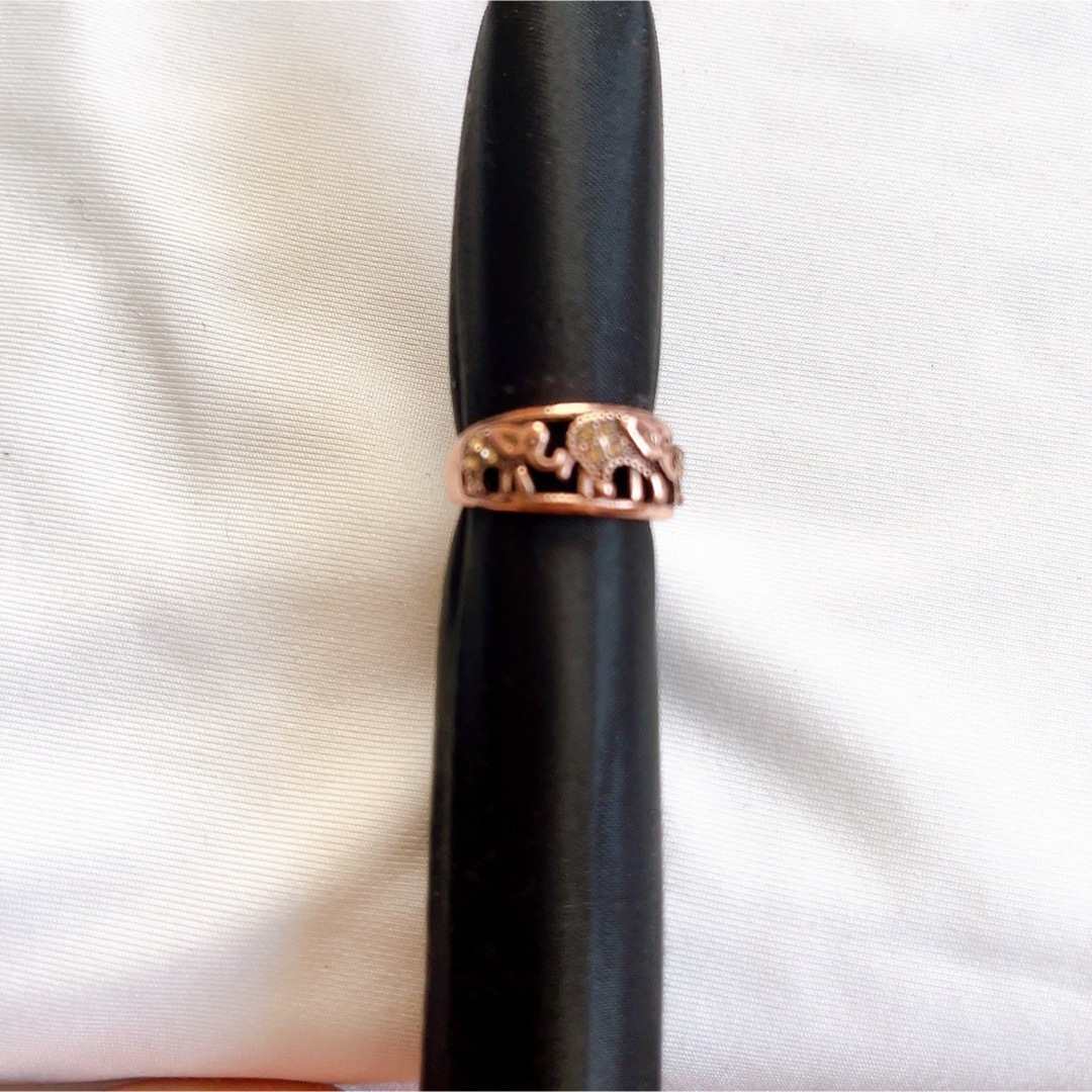 新品★ピンクゴールド★象デザインリング★指輪★縁起物★１３号 レディースのアクセサリー(リング(指輪))の商品写真