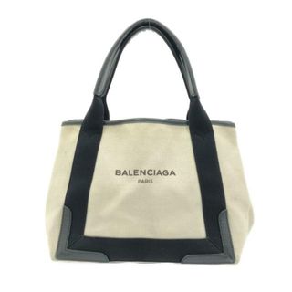 バレンシアガ(Balenciaga)のBALENCIAGA(バレンシアガ) トートバッグ ネイビーカバスS 339933 アイボリー×黒 キャンバス×レザー(トートバッグ)