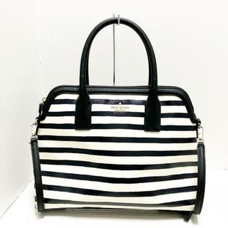 ケイトスペードニューヨーク(kate spade new york)のKate spade(ケイトスペード) ハンドバッグ - PXRU6174 黒×アイボリー ボーダー コーティングキャンバス×レザー(ハンドバッグ)