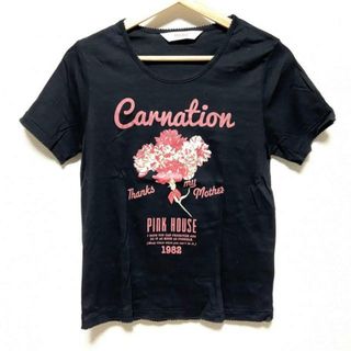 ピンクハウス(PINK HOUSE)のPINK HOUSE(ピンクハウス) 半袖Tシャツ サイズM レディース - 黒×レッド×マルチ クルーネック/花柄(Tシャツ(半袖/袖なし))