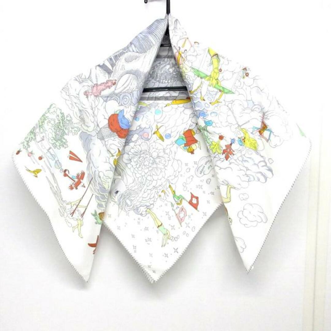 HERMES(エルメス) スカーフ美品 カレ90 白×ライトグレー×マルチ Sur Mon Nuage/2022AW