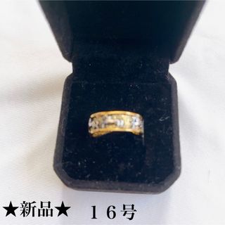 新品★ホワイト＆ゴールド★馬リング★メンズ★指輪★エタニティーリング★１６号(リング(指輪))