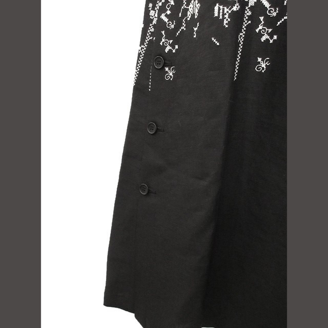 Yohji Yamamoto(ヨウジヤマモト)のヨウジヤマモト +NOIR リネン 刺繍 シャツ ワンピース 黒 2021SS レディースのワンピース(ロングワンピース/マキシワンピース)の商品写真
