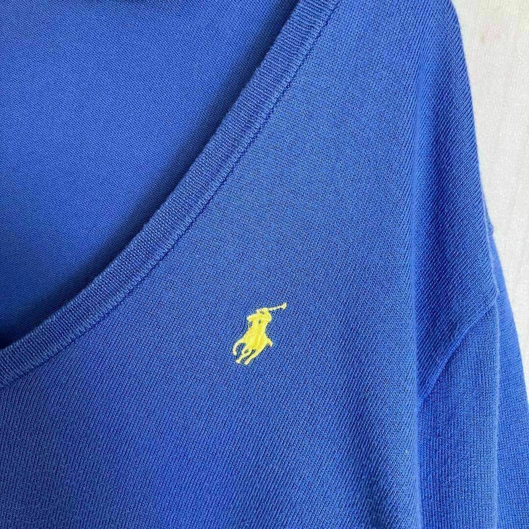 POLO RALPH LAUREN(ポロラルフローレン)の【定番デザイン】　ポロラルフローレン　ニット　薄手　ポニー刺繍　Vネック　M レディースのトップス(ニット/セーター)の商品写真