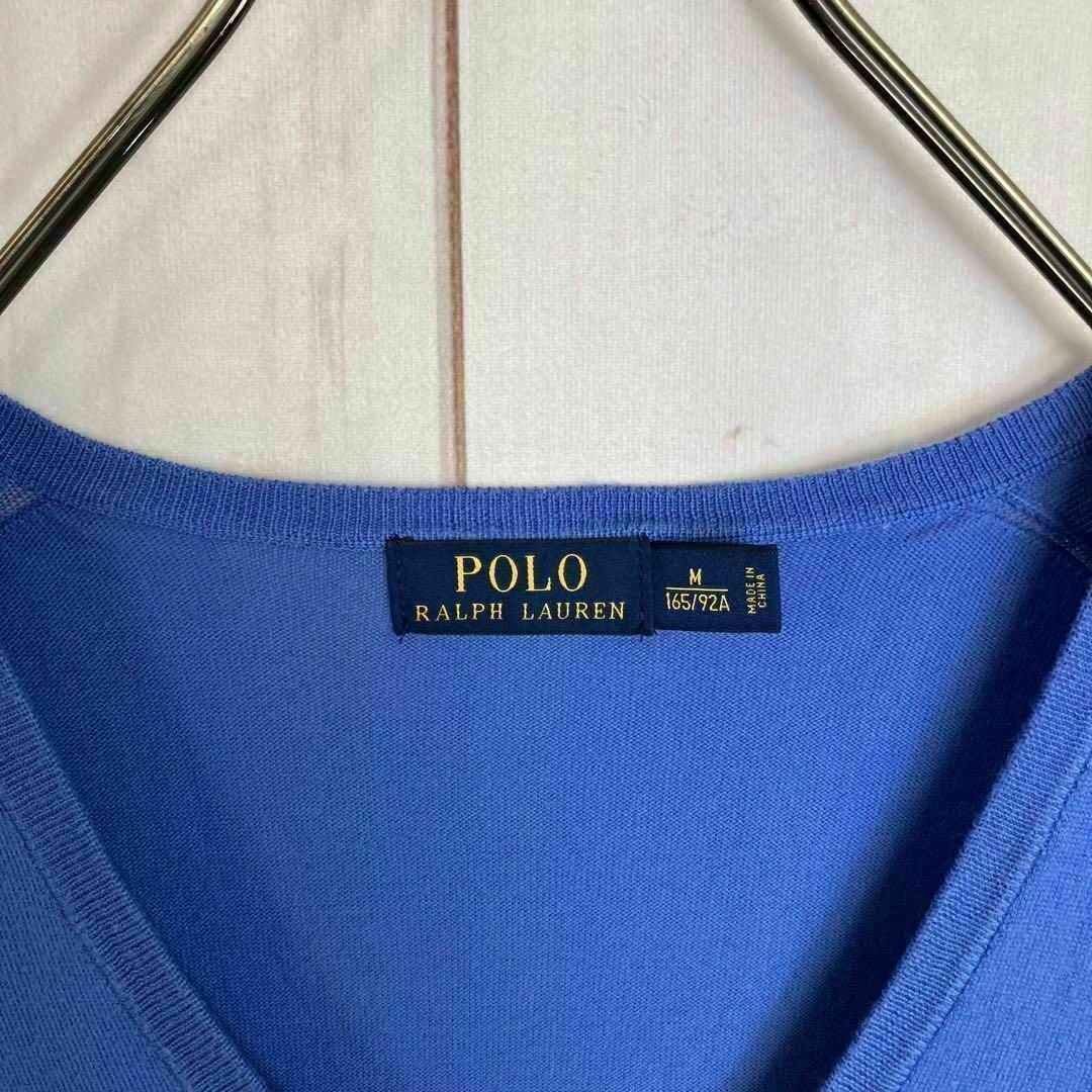 POLO RALPH LAUREN(ポロラルフローレン)の【定番デザイン】　ポロラルフローレン　ニット　薄手　ポニー刺繍　Vネック　M レディースのトップス(ニット/セーター)の商品写真