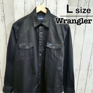 Wrangler - Wrangler　ウエスタンシャツ　長袖　ブラック　ダブルポケット　USA古着