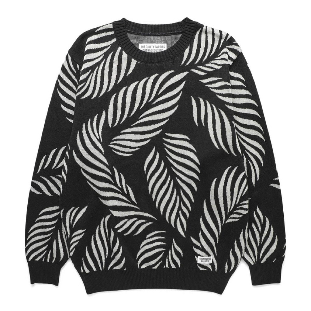 WACKO MARIA(ワコマリア)のWACKO MARIA Leaf Jacquard Sweater "Gray" メンズのトップス(ニット/セーター)の商品写真