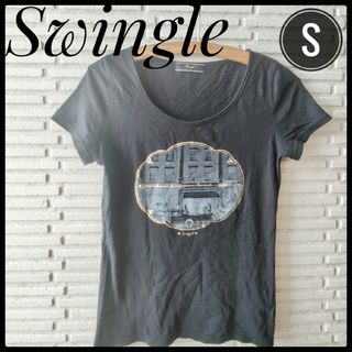 スウィングル(Swingle)のSwngle　スウィングル　プリントTシャツ　Tシャツ　S　黒　ブラック　ハート(Tシャツ(半袖/袖なし))