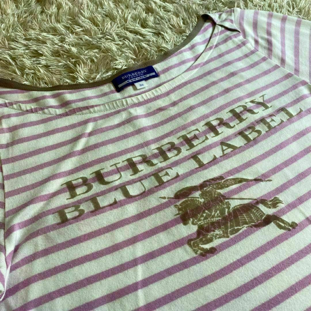 BURBERRY BLUE LABEL(バーバリーブルーレーベル)の【美品】　バーバリー　ブルーレーベル　バスクT ボーダー　ボートネック　Ｍ レディースのトップス(Tシャツ(長袖/七分))の商品写真