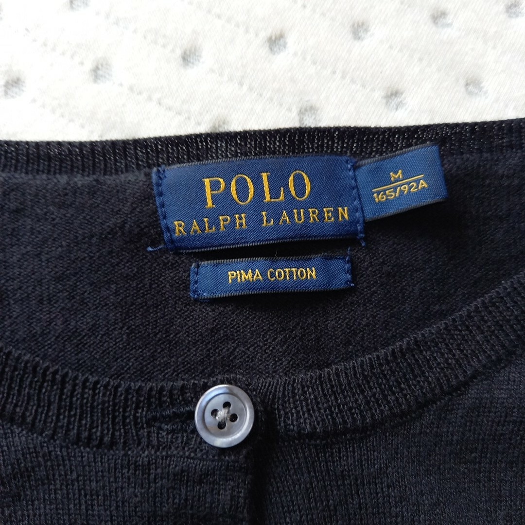 POLO RALPH LAUREN(ポロラルフローレン)のPOLO RALPH LAUREN 黒 長袖カーディガン レディース Mサイズ レディースのトップス(カーディガン)の商品写真