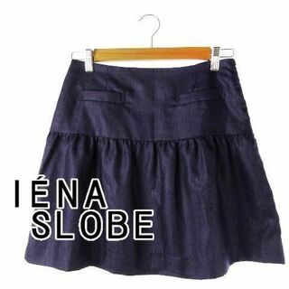 スローブイエナ(SLOBE IENA)のイエナスローブ リネンライクプリペラミニスカート 40 紫 230501CK7A(ミニスカート)