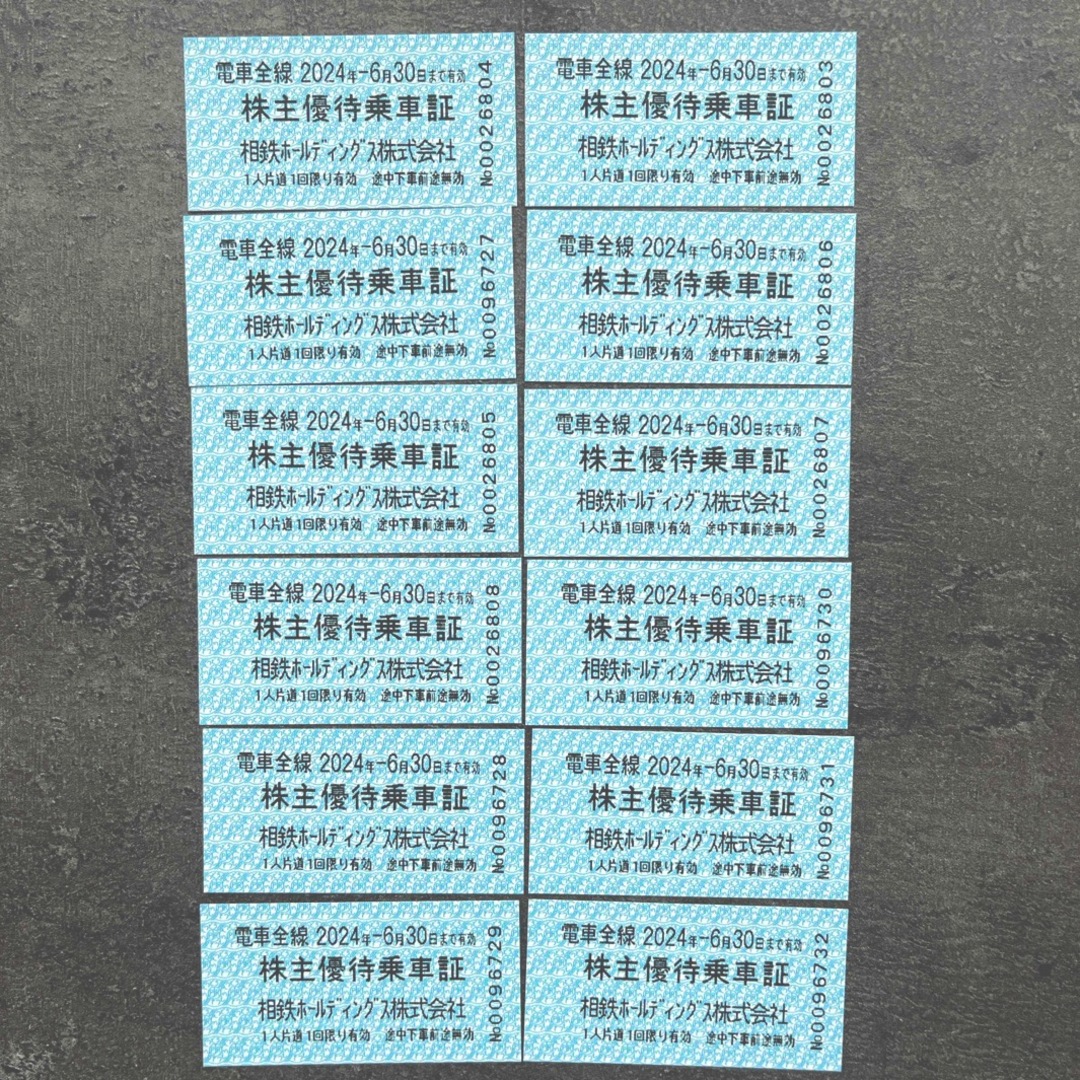 相鉄株主優待乗車証12枚　2024年6月末期限 チケットの乗車券/交通券(鉄道乗車券)の商品写真