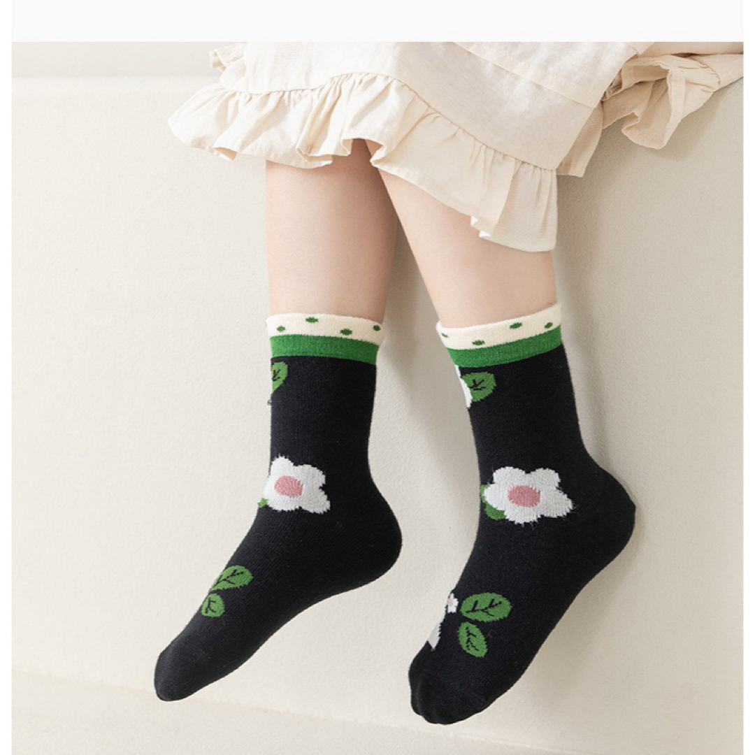 ENDO SOCKS新商品春が来た白い小花デザインの可愛い女子の靴下5点セット キッズ/ベビー/マタニティのこども用ファッション小物(靴下/タイツ)の商品写真