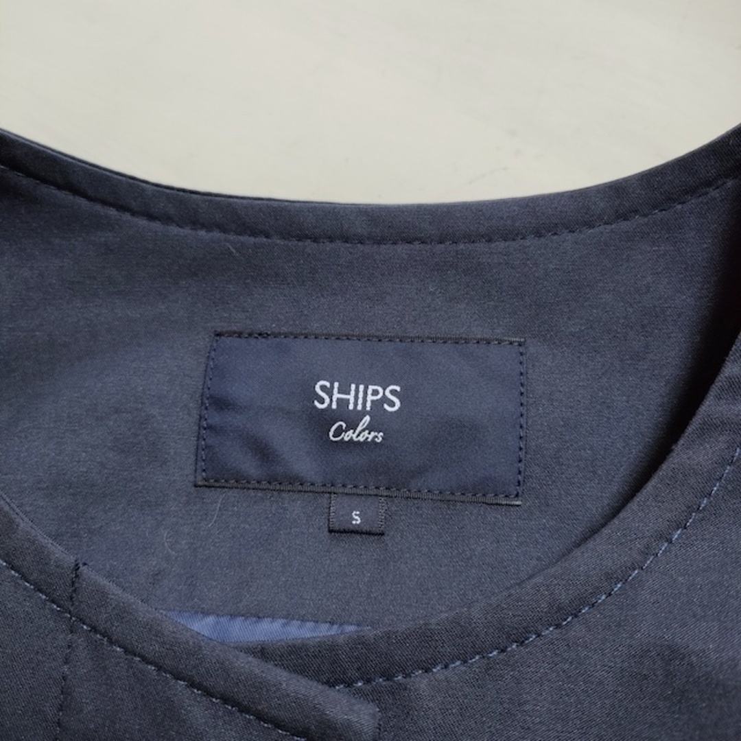 SHIPS(シップス)のSHIPS ノーカラー サイズS リボンベルト付き コート ネイビー レディース シップス【中古】4-0223M△ レディースのジャケット/アウター(その他)の商品写真