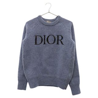 ディオール(Dior)のDIOR ディオール 21AW ×PETER DOIG Front Logo Embroidery Crew Neck Knit 143M657AT296 ピータードイグ ロゴ刺繍 クルーネック ニット セーター ブルー(ニット/セーター)