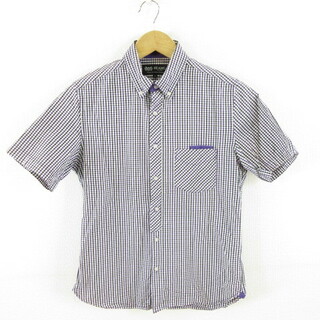 ビームス(BEAMS)のビームス BEAMS ボタンダウンシャツ 半袖 チェック 紫 白 黒 S(シャツ)