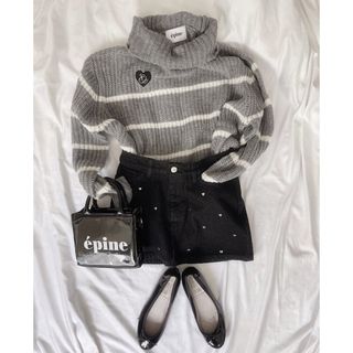 エピヌ(épine)の♡epine Éé high neck bigborder knit gray♡(ニット/セーター)