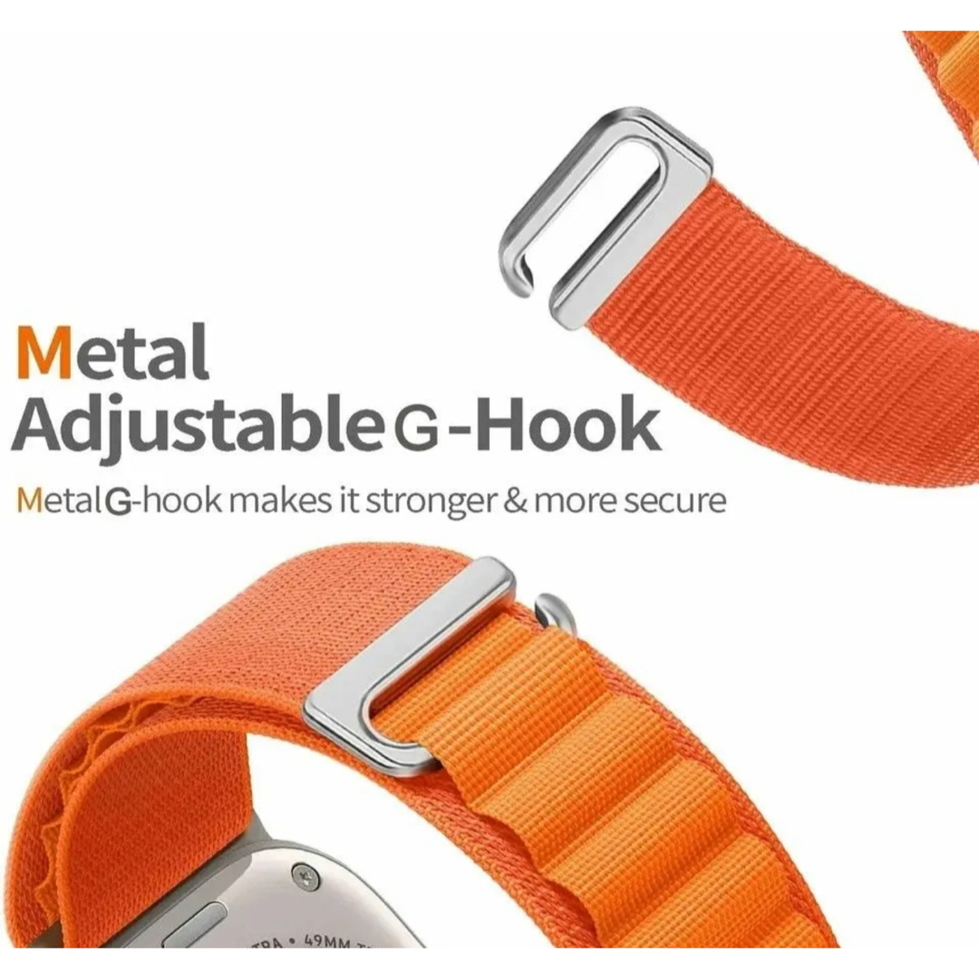 Apple watch バンド ベルト 42 44 45 49mm対応 オレンジ メンズの時計(金属ベルト)の商品写真