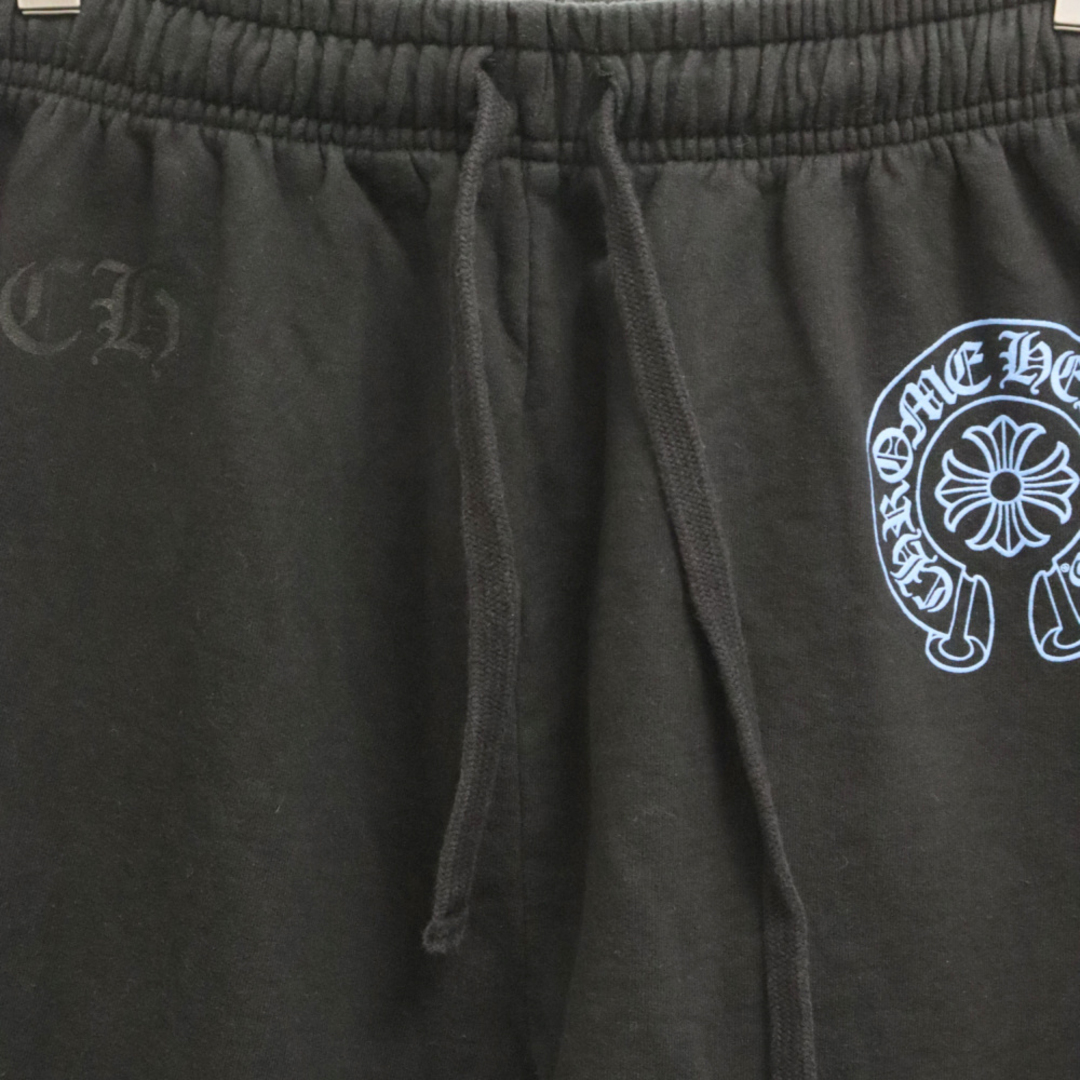 Chrome Hearts(クロムハーツ)のCHROME HEARTS クロムハーツ Blue Horseshoe Sweat Pants ブルーホースシュースウェットパンツ オンライン限定 ブラック×ブルー メンズのパンツ(その他)の商品写真