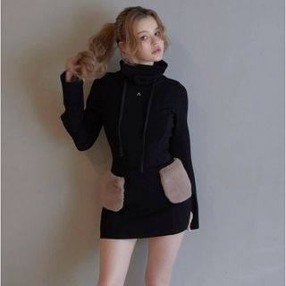 andmary Fur pocket mini dress(ミニワンピース)