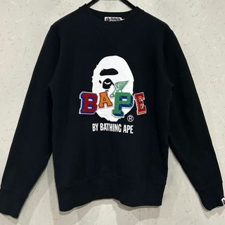 アベイシングエイプ(A BATHING APE)の＊アベイシングエイプ APE プリント サガラ刺繍 ワッペン トレーナー S(スウェット)