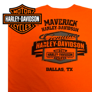 ハーレーダビッドソン(Harley Davidson)の【ハーレーダビットソン】両面プリントTシャツ 2XL オレンジ 大(Tシャツ/カットソー(半袖/袖なし))