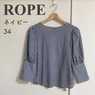 ロペ(ROPE’)のROPE ギンガムギャザー袖ロングカフスブラウス　ロペ　ギンガムチェック(シャツ/ブラウス(長袖/七分))