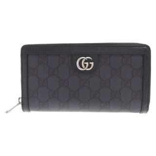 Gucci - GUCCI グッチ ダブルGロゴ GGスプリーム ラウンドファスナー 長財布 706844 ネイビー