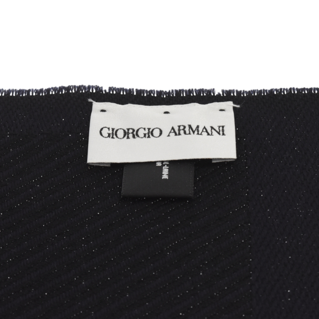 Giorgio Armani(ジョルジオアルマーニ)のGIORGIO ARMANI ジョルジオアルマーニ ロゴ入り マフラー ストール ブラック/ネイビー メンズのファッション小物(マフラー)の商品写真