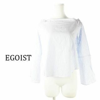 エゴイスト(EGOIST)のエゴイスト スリットスリーブストライプブラウス 青 230529CK4A(シャツ/ブラウス(長袖/七分))