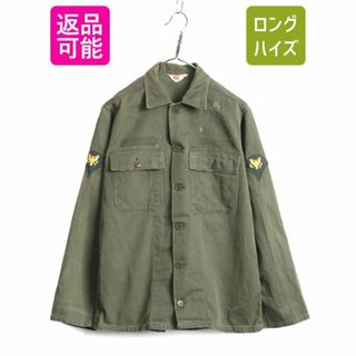 60s BVD コットン サテン ユーティリティ シャツ メンズ M 民間 古着 60年代 ヴィンテージ ARMY ミリタリー アーミー 軍物 筒袖 1st OG107 (ミリタリージャケット)