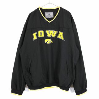 COLOSSEUM ATHLETICS アイオワ・ホークアイズ プルオーバー ジャケット カレッジ アメフト IOWA ブラック (メンズ XL) 中古 古着 N9659(その他)