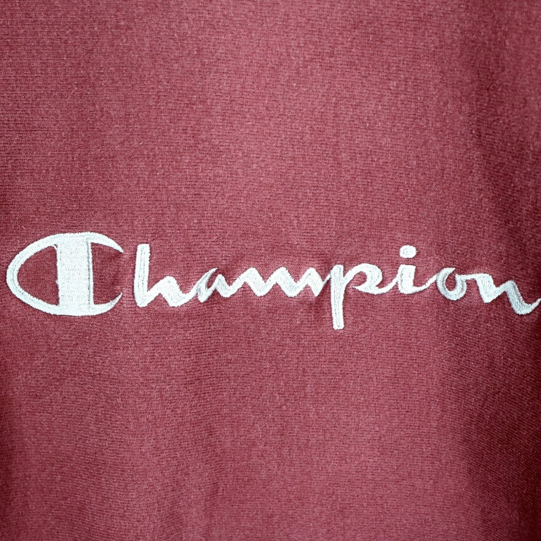 Champion(チャンピオン)の90年代 USA製 Champion チャンピオン リバースウィーブ スウェット 防寒  刺繍  アメカジ ワインレッド (メンズ L)  O1462 中古 古着 メンズのトップス(スウェット)の商品写真