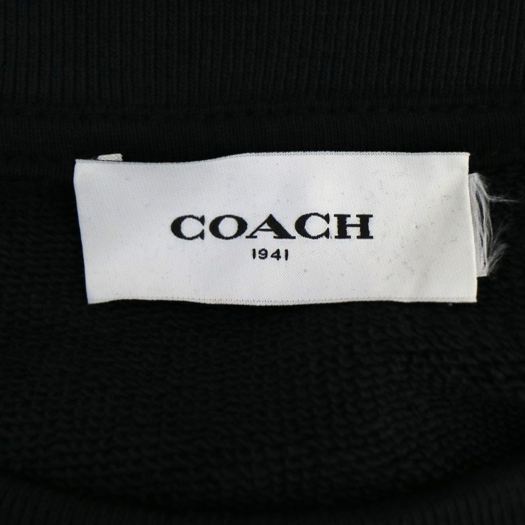 COACH(コーチ)のCOACH コーチ フェイクレザー 切り替え スウェット ワンポイントロゴ ホワイト (メンズ 50) 中古 古着 O1449 メンズのトップス(スウェット)の商品写真