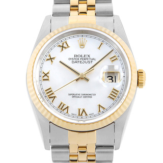 ロレックス(ROLEX)のロレックス デイトジャスト 16233NR ホワイトシェル ローマ W番 メンズ 中古 腕時計(腕時計(アナログ))