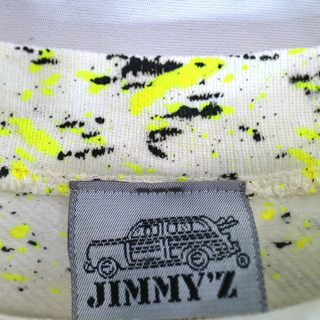 90年代 USA製 JIMMY'Z ジミーズ ペンキ スウェット サーフ サーファー 総柄 ラグラン ホワイト (メンズ L/XL) 中古 古着 O2855 メンズのトップス(スウェット)の商品写真