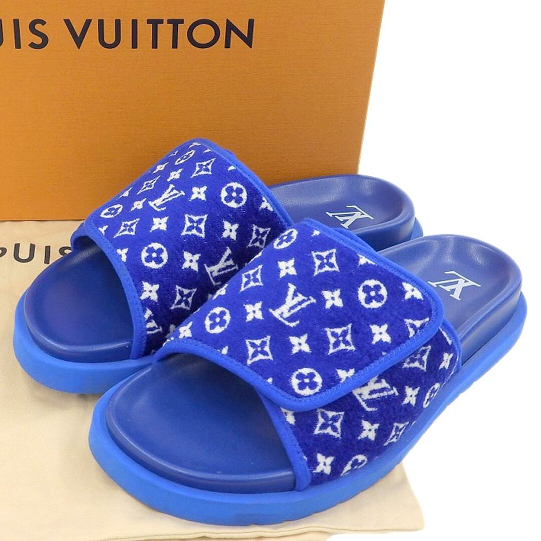 LOUIS VUITTON(ルイヴィトン)の【本物保証】 箱・布袋付 超美品 ルイヴィトン LOUIS VUITTON マイアミ ライン ミュール モノグラムサンダル 靴 ブルー 6 メンズ1ABFUP  メンズの靴/シューズ(サンダル)の商品写真